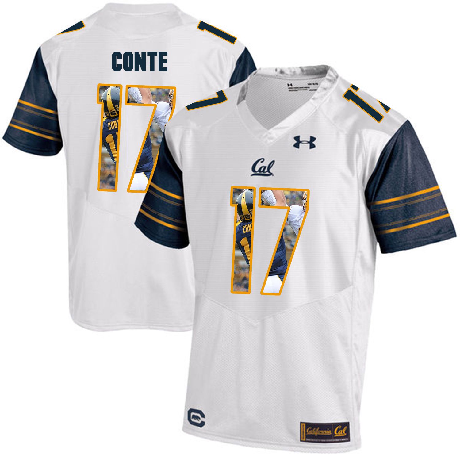 Men California Golden Bears #17 Chris Conte White Customized NCAA Jerseys->customized ncaa jersey->Custom Jersey
